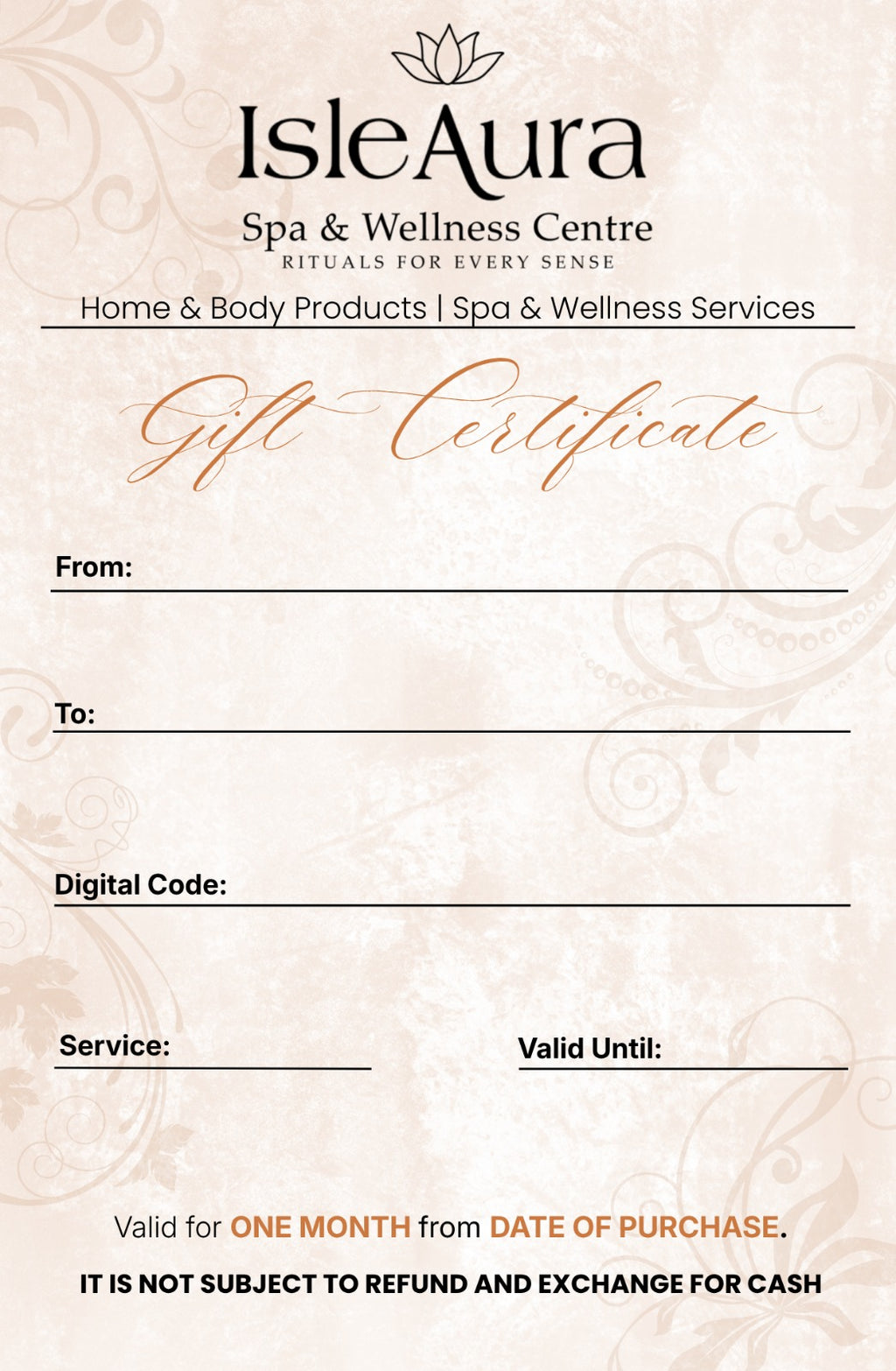 IsleAura & Co| Home, Body and Wellness Spa Solutions Gift Certificates- Massage Services