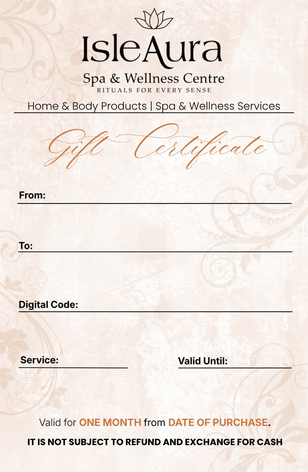 IsleAura & Co| Home, Body and Wellness Spa Solutions Gift Certificates- Massage Services