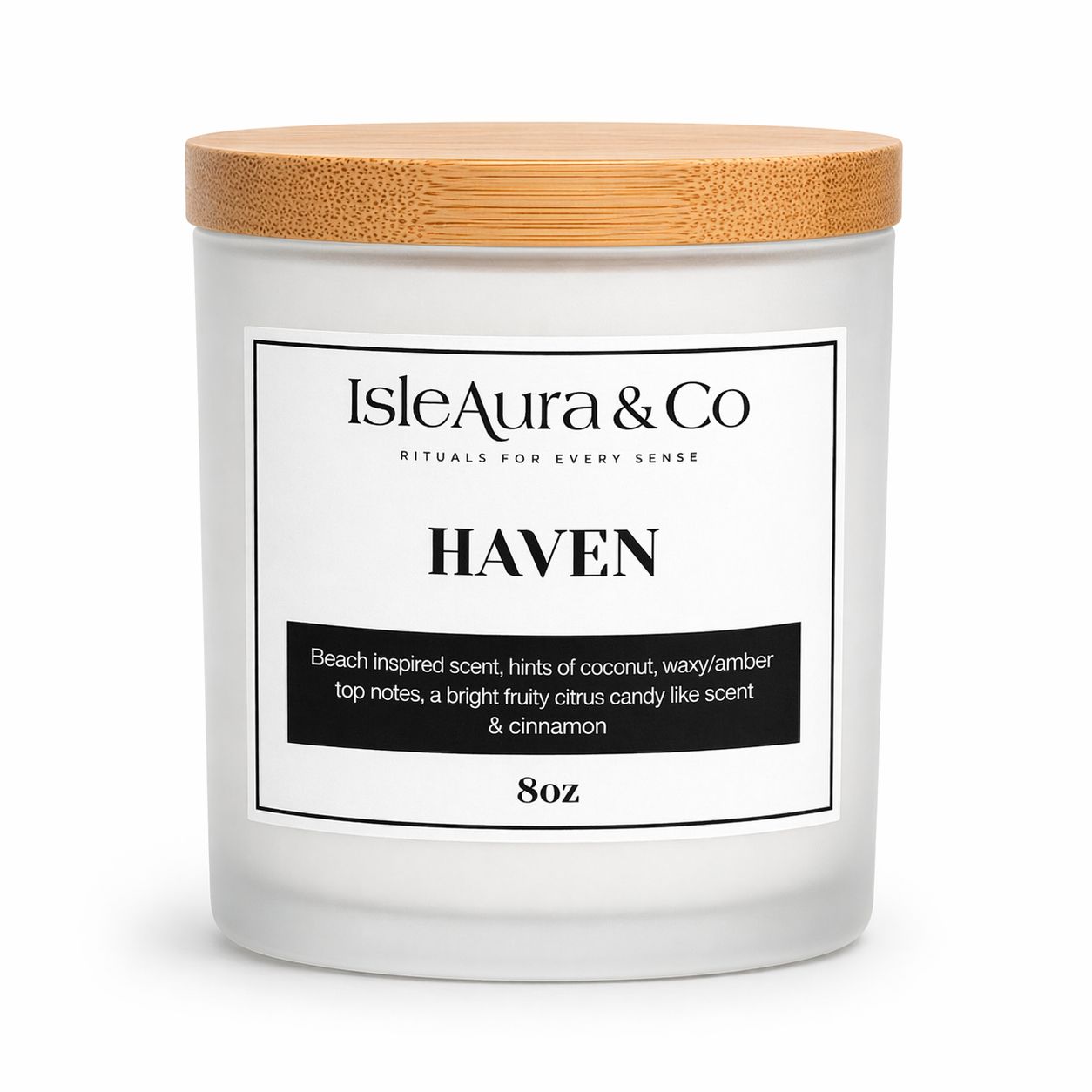 ISLE AURA AND CO SOY WAX HAND-MADE CANDLE-  HAVEN. Hand-made scented candles for relaxation and ambiance Trinidad and Tobago Isle Aura & Co