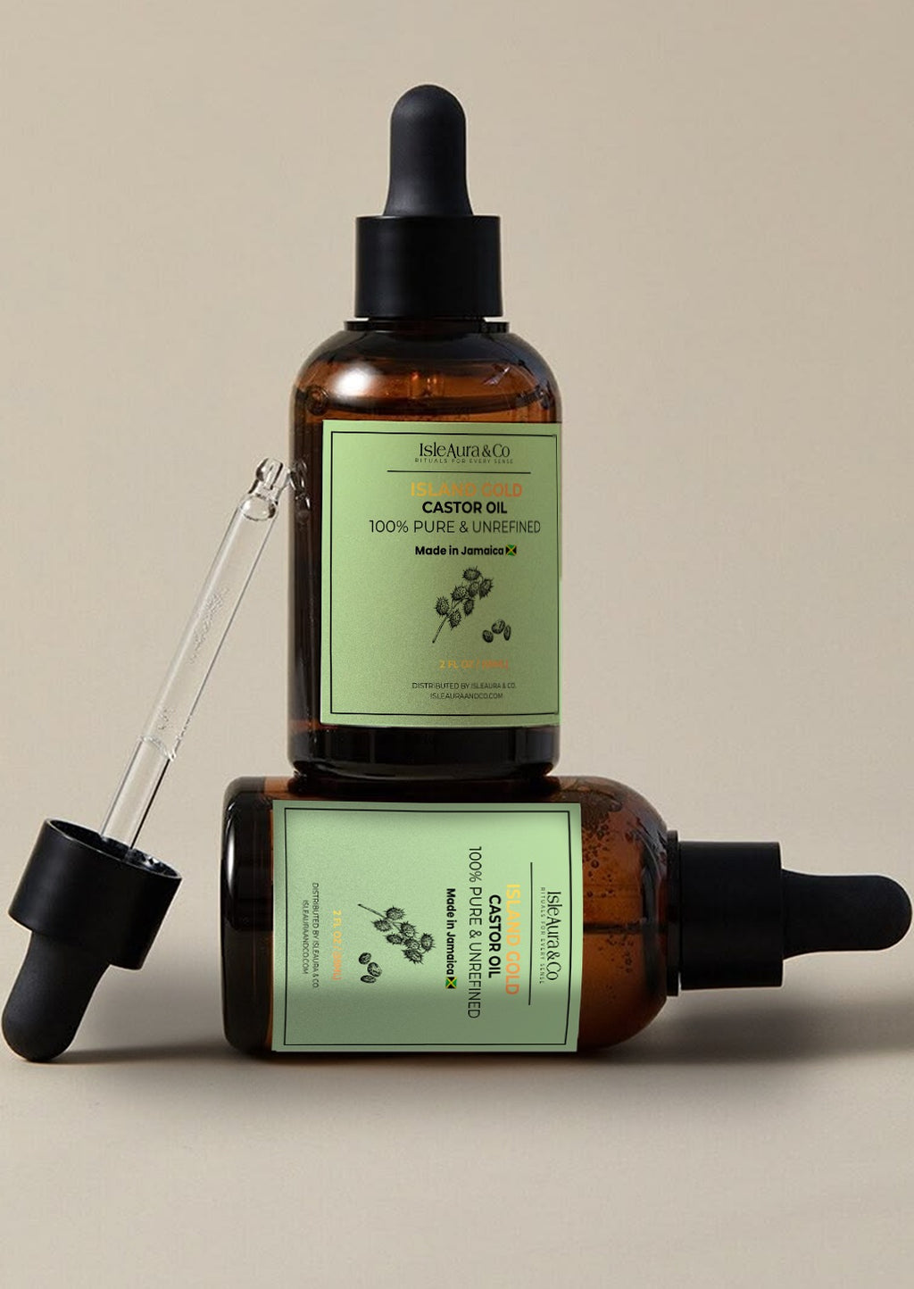 Island Gold- 100% Pure & Unrefined Castor Oil- 2oz