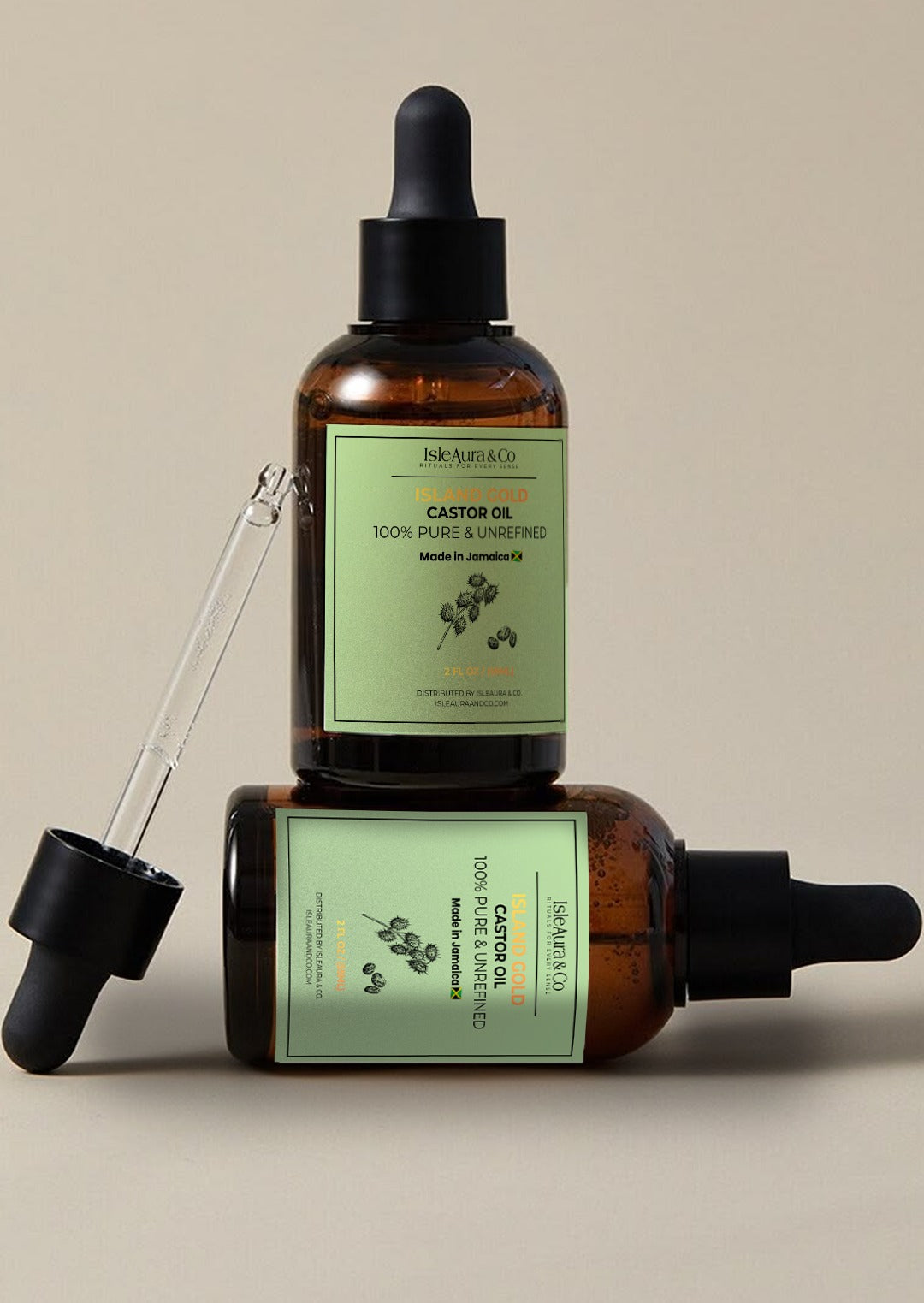 Island Gold- 100% Pure & Unrefined Castor Oil- 2oz