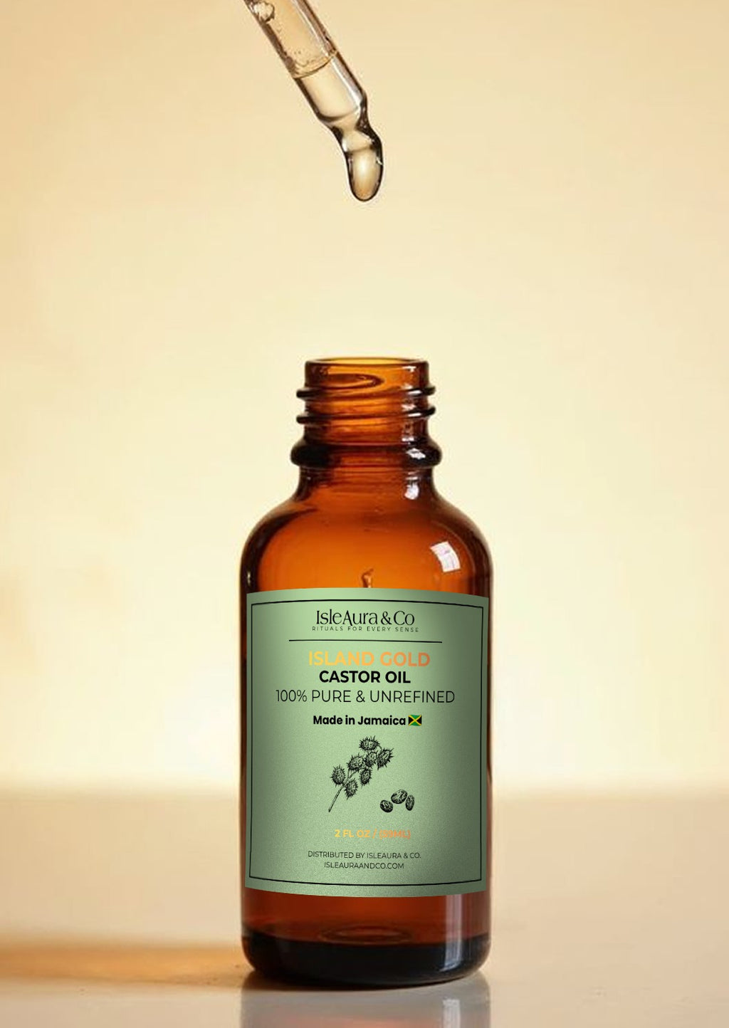 Island Gold- 100% Pure & Unrefined Castor Oil- 2oz